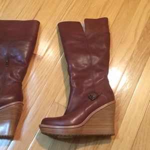Leather UGG wedges.